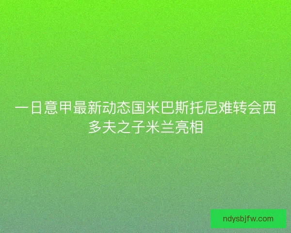 一日意甲最新动态国米巴斯托尼难转会西多夫之子米兰亮相