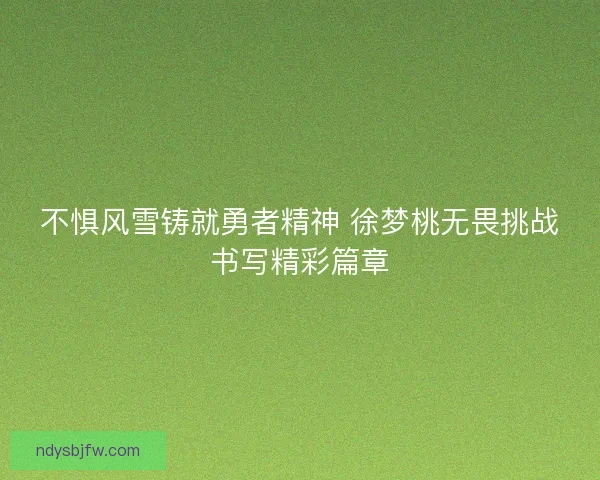 不惧风雪铸就勇者精神 徐梦桃无畏挑战书写精彩篇章